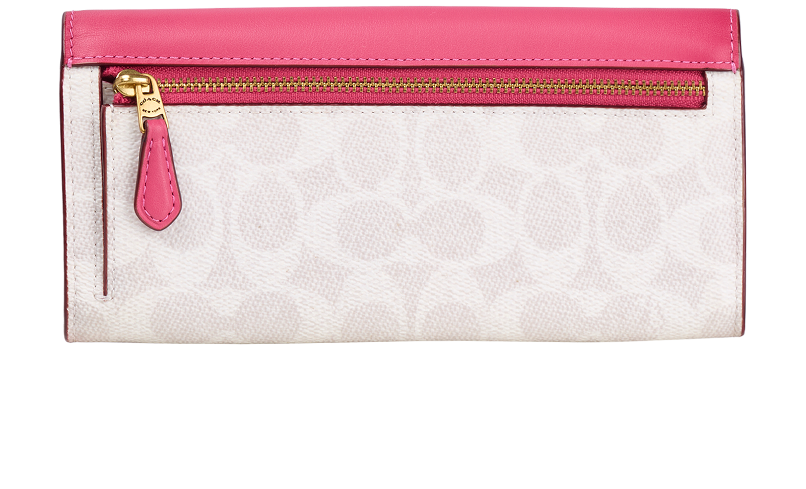 Coach Signature Long Wallet, &pound;75, Accessories, Cream/Pink, Canvas/Leather, Back view